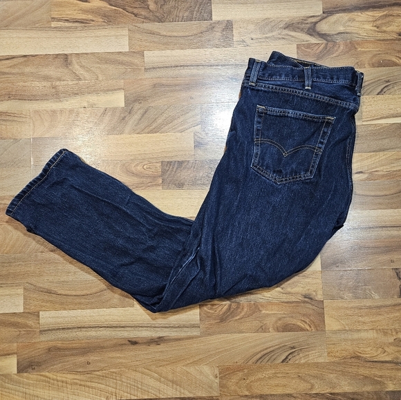 Levi's 505 Regular Fit Jeans Men's 40x32 Dark Wash Straight Leg Denim USA - Picture 4 of 11